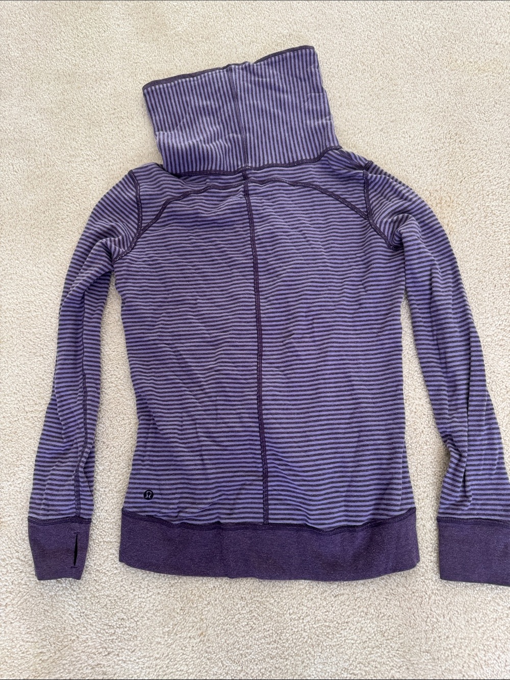 lululemon athletica Purple Striped Cowl Neck Sweater